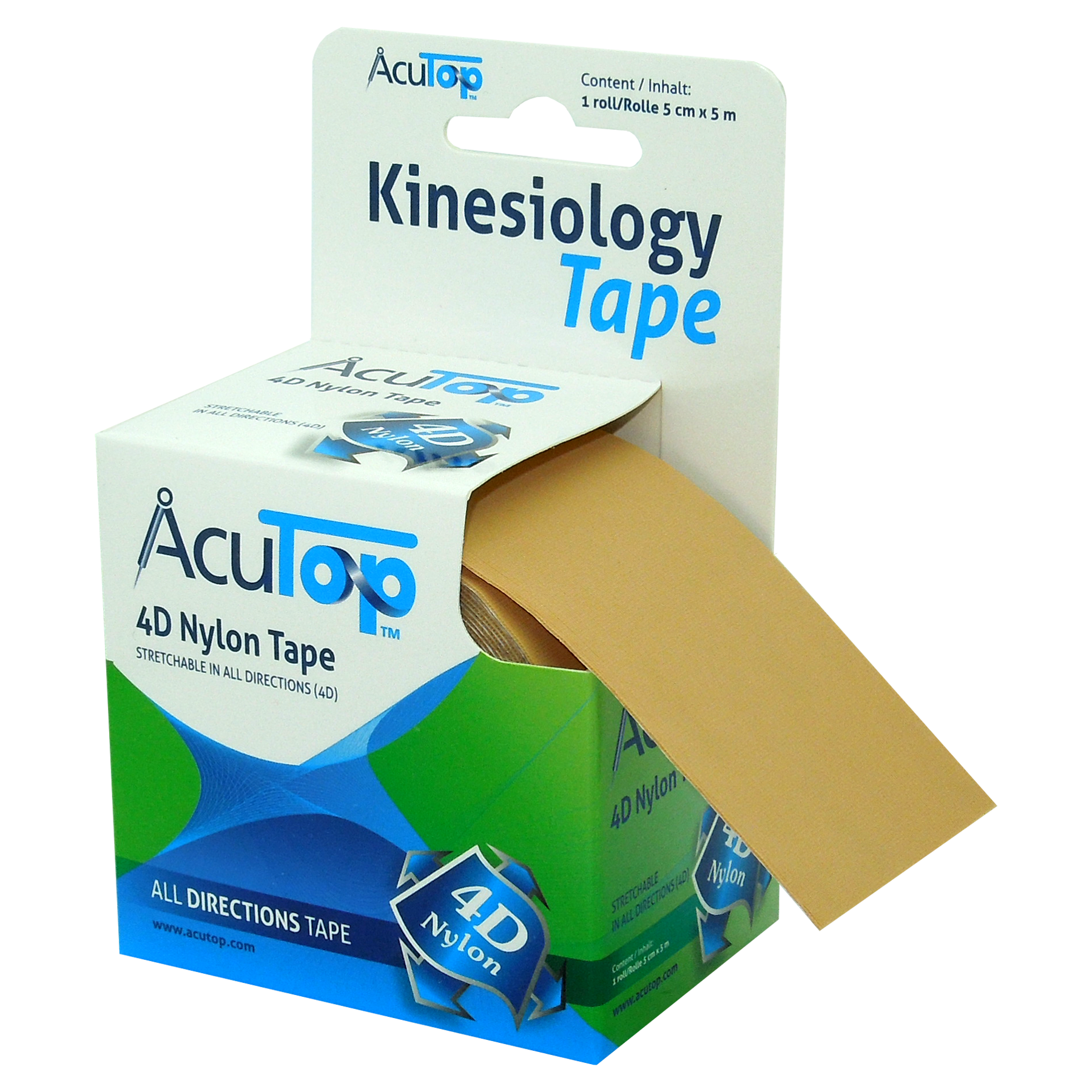 AcuTop® - 4D Nylon KinesioTape - Beige - 5cm x 5m - Intertaping.nl